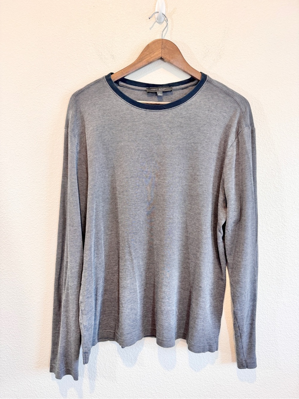Robert Barakett Montreal L Gray Long Sleeve Shirt Luxury Minimalist Cotton K80